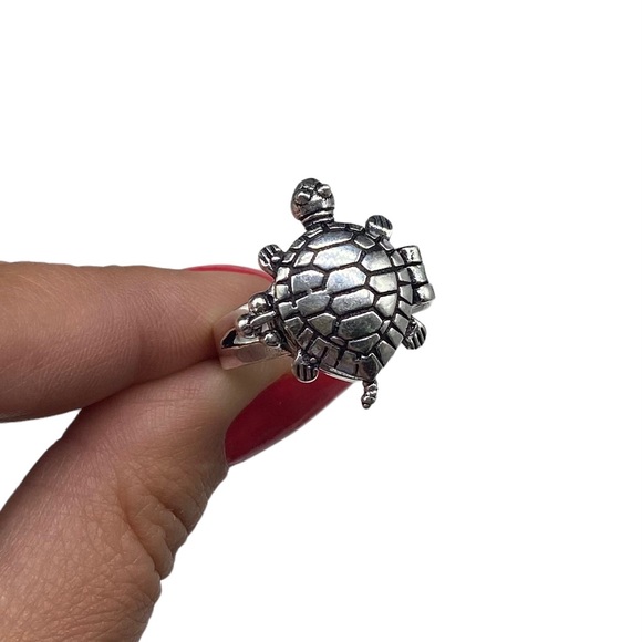 Artisan Jewelry - Turtle Poison Box Ring Size 11.5 Sterling Silver 925 Overlay Animal